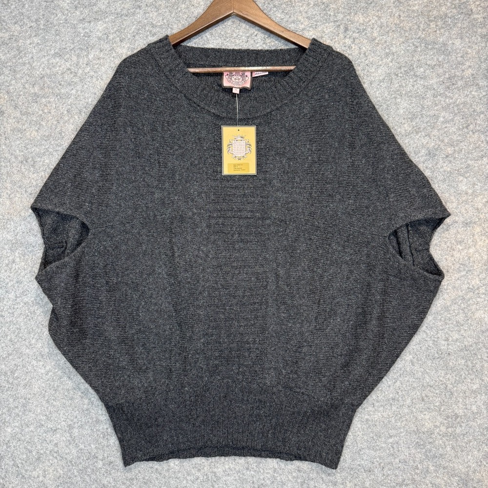 Juicy Couture Merino Wool Cashmere Blend Batwing Cap Sweater Small Oversized NEW